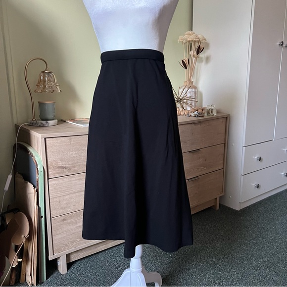 Black Modest High-Waist Stretch Basic Casual A-Line Knee-Length Midi Skirt sz XL - Picture 8 of 16